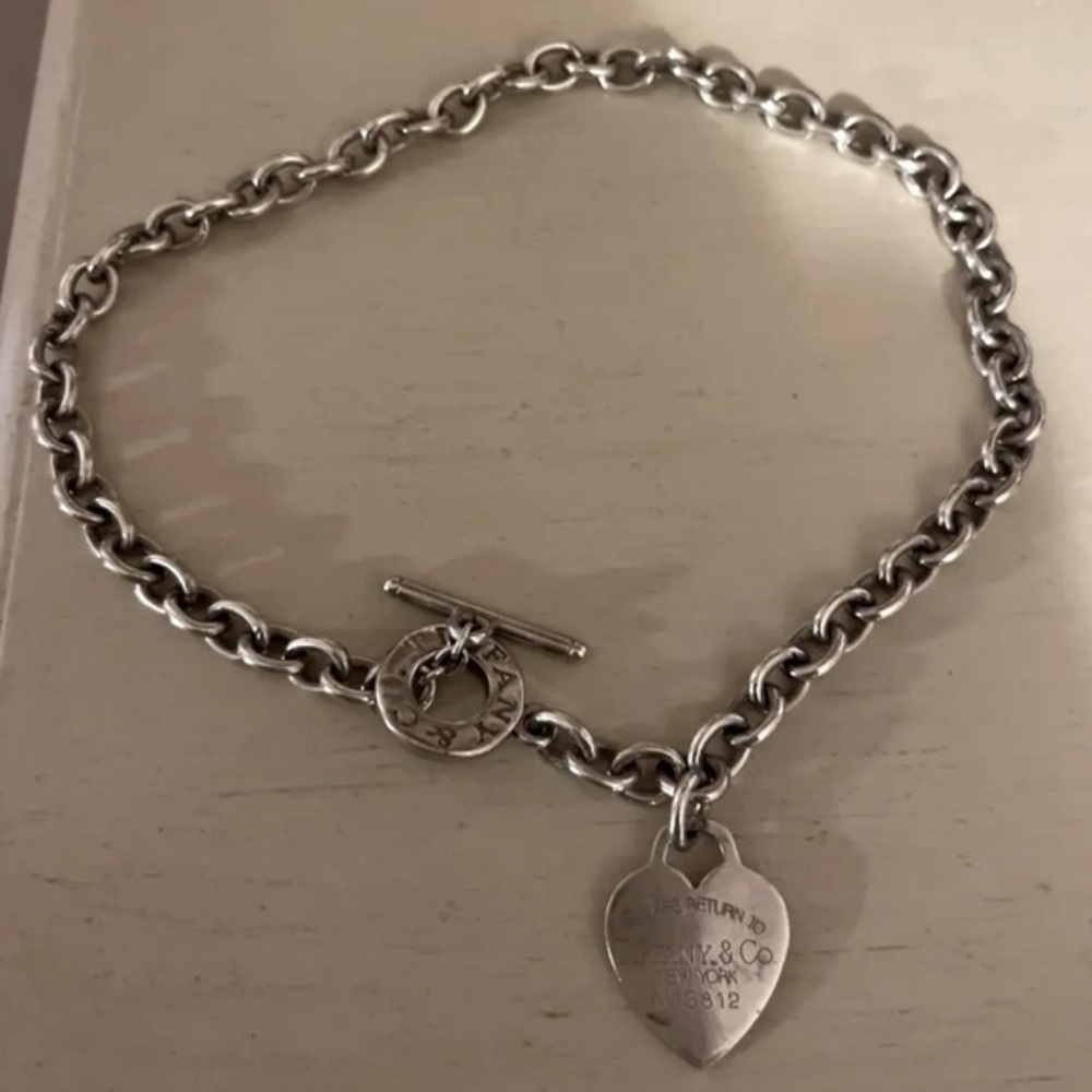 Tiffany & Co. Heart Tag Toggle Necklace 16” 925 Sterling Silver